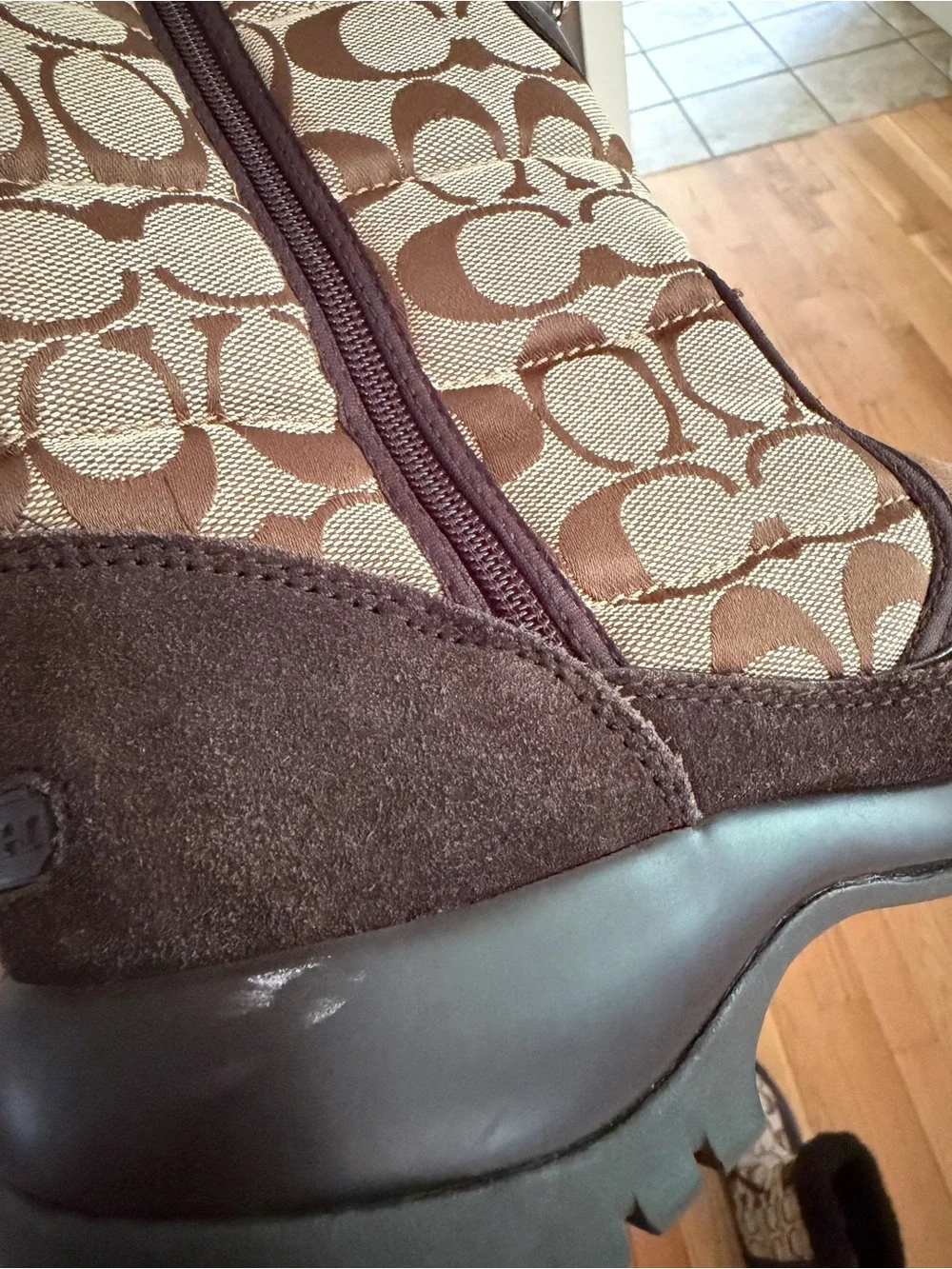 Coach Signature Brown Monogram Canvas Boots - Picture 6 of 6